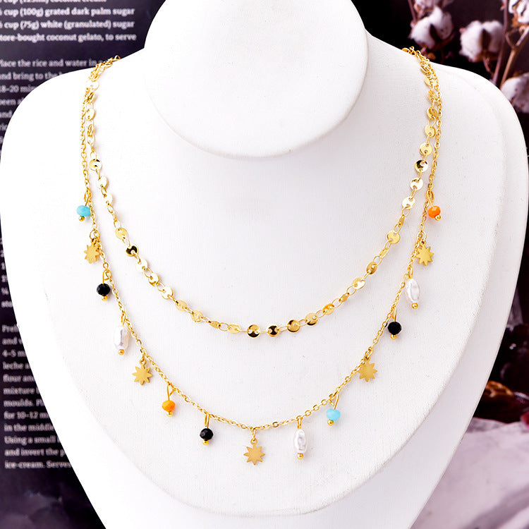 Wholesale Geometric Shape Pearl Titanium Steel Necklaces